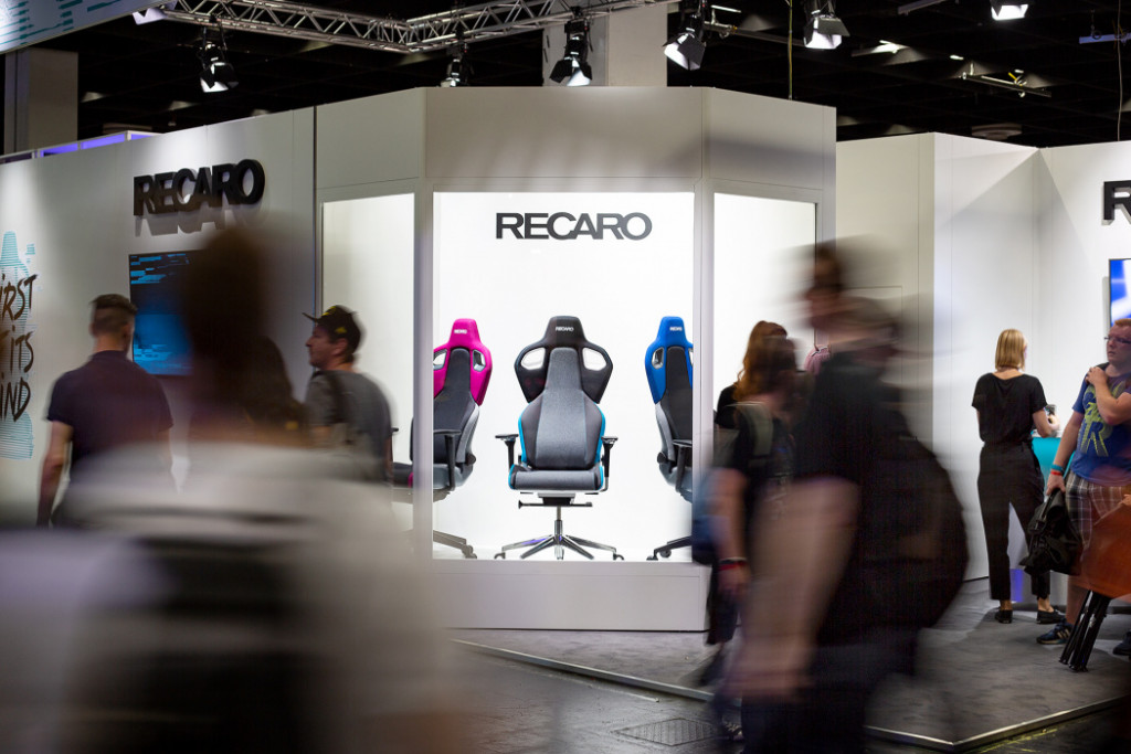 Der Stand von RECARO auf der Gamescom 2018. Im Fokus stand unser brandneuer RECARO Exo Gaming Seat.