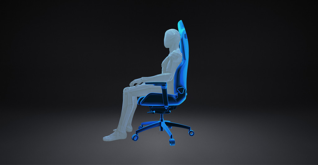 Illustration of the “Core Focus” position of the RECARO Exo gaming seat. 