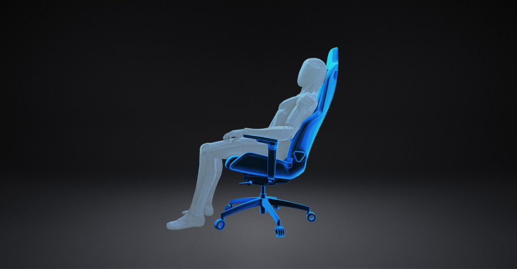 Illustration of the “Core Relax” position of the RECARO Exo gaming seat. 