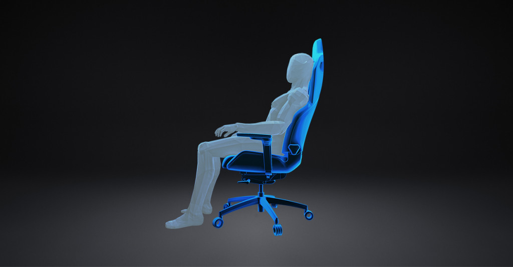 Illustration of the “Core Recharge” position of the RECARO Exo gaming seat.  